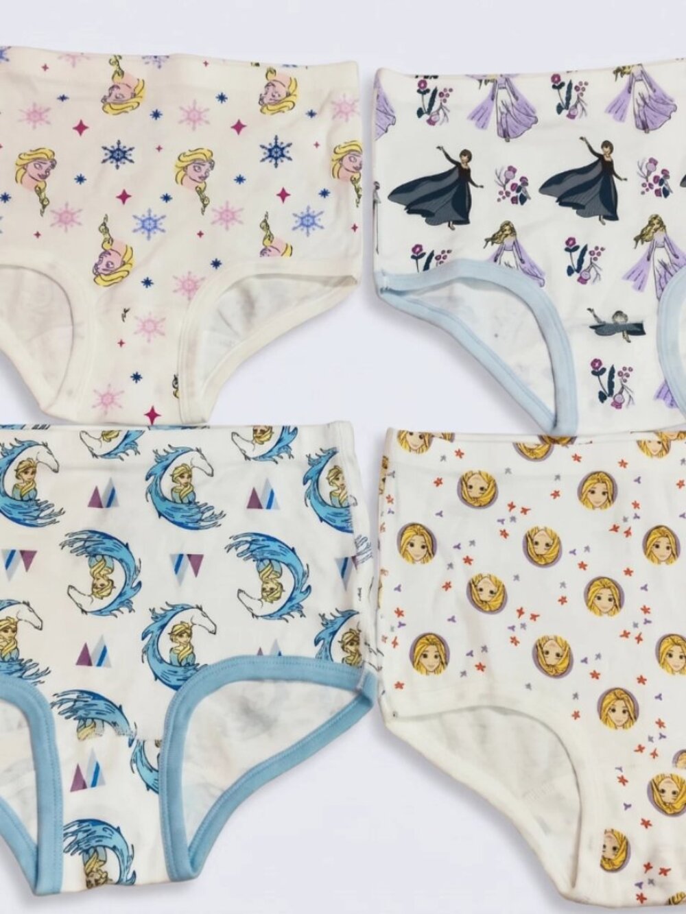 4-Pack Girls Disney Frozen & Rapunzel Cotton Brief Underwear Set Size L